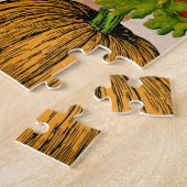 秋の紅葉のコラージュのモノグラムのヴィンテージ木 ジグソーパズル (側面)