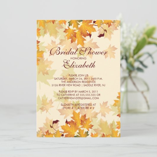 秋の紅葉のブライダルシャワーの招待状 招待状 (スタンド正面)