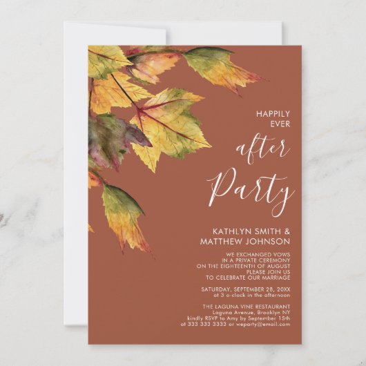 秋の紅葉の幸結婚福 招待状 (正面)