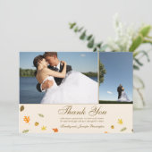 秋の紅葉の結婚は平たい箱2の写真感謝していしています サンキューカード (スタンド正面)