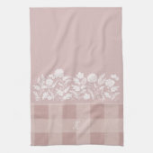 秋の紅葉の花と紅葉ピンクの草原 キッチンタオル (縦)