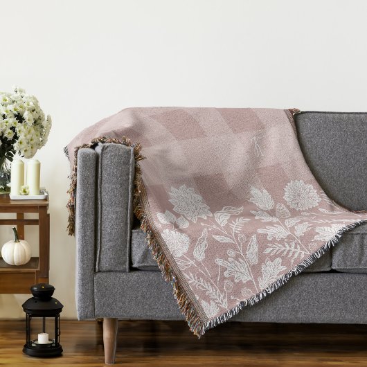 秋の紅葉の花と紅葉ピンクの草原 スローブランケット