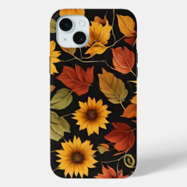 秋の紅葉の花フローラ燃えたオレンジ iPhone 15 MINIケース