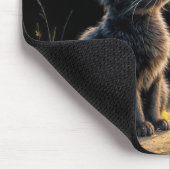 秋の紅葉を見る子猫 マウスパッド (コーナー)