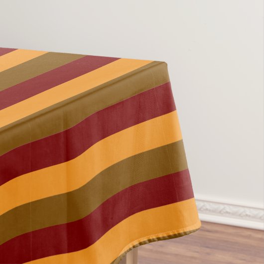 秋の紅葉オレンジマルーンブラウンストライプの テーブルクロス (インサイチュ)