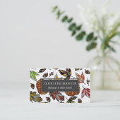 秋の紅葉カボチャおよびドングリのイラストレーション 名刺 (スタンド正面)