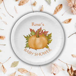 秋の紅葉カボチャ秋ベビーシャワー ペーパープレート