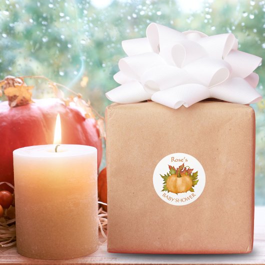 秋の紅葉カボチャ秋ベビーシャワー ラウンドシール