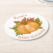 秋の紅葉カボチャ秋ベビーシャワー ラウンドペーパーコースター (アングル)