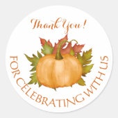 秋の紅葉カボチャ秋赤ちゃんシャワーありがとう ラウンドシール (正面)