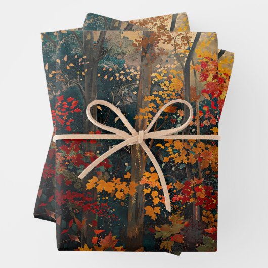 秋の紅葉カラフルの切り離し ラッピングペーパーシート (インサイチュ)