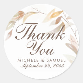 秋の紅葉ステッカーに感謝 ラウンドシール