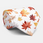 秋の紅葉テラコッタブラウンボホパターン ネクタイ (ロール)