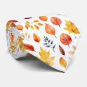 秋の紅葉テラコッタブラウンボホパターン ネクタイ (ロール)