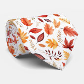 秋の紅葉テラコッタブラウンボホパターン ネクタイ (ロール)