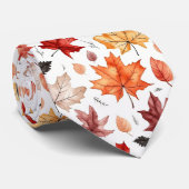 秋の紅葉テラコッタブラウンボホパターン ネクタイ (ロール)