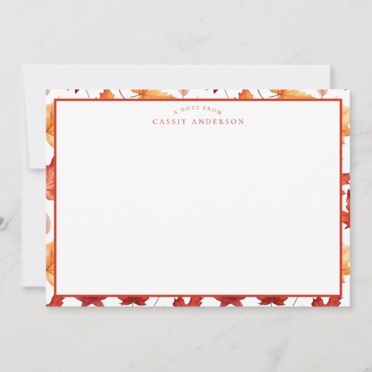 秋の紅葉テラコッタブラウンボホパターン ノートカード (正面)