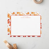 秋の紅葉テラコッタブラウンボホパターン ノートカード (正面/裏面インサイチュ)