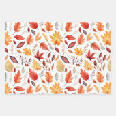 秋の紅葉テラコッタブラウンボホパターン ラッピングペーパーシート (正面)