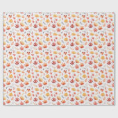 秋の紅葉テラコッタブラウンボホパターン ラッピングペーパー (フラット)