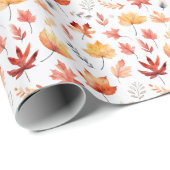 秋の紅葉テラコッタブラウンボホパターン ラッピングペーパー (ロールコーナー)