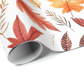 秋の紅葉テラコッタブラウンボホパターン ラッピングペーパー (ロールコーナー)