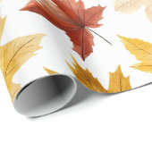 秋の紅葉テラコッタブラウンボホパターン ラッピングペーパー (ロールコーナー)