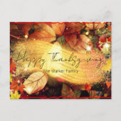秋の紅葉ハッピーサンクスギビング シーズンポストカード (正面)