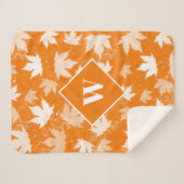 秋の紅葉パターンモノグラム シェルパブランケット (正面(横))