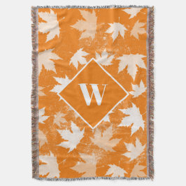 秋の紅葉パターンモノグラム スローブランケット