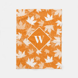 秋の紅葉パターンモノグラム フリースブランケット
