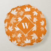 秋の紅葉パターンモノグラム ラウンドクッション (裏面)