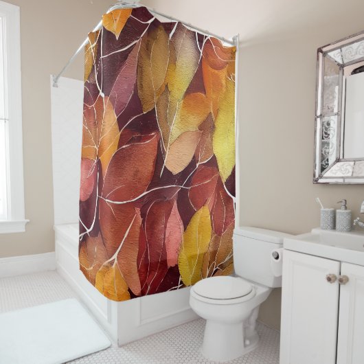 秋の紅葉パターン シャワーカーテン (インサイチュ)