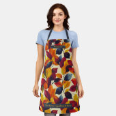 秋の紅葉パター鮮やかン離れデザイン エプロン (着用した状態)