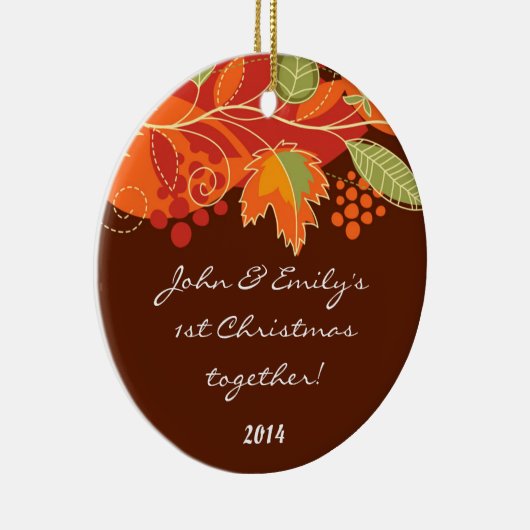 秋の紅葉パーソナライズされた名オーナメント セラミックオーナメント (右)