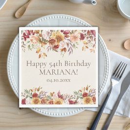 秋の紅葉フラワーの象牙色の誕生日パーティー スタンダードランチョンナプキン