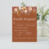 秋の紅葉フラワーテラコッタ結婚式RSVP 出欠カード (スタンド正面)