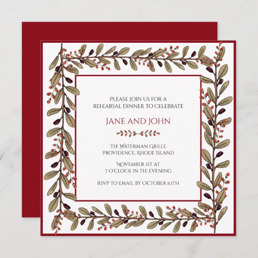 秋の紅葉リハーサルディナー招待状 招待状 (正面/裏面)