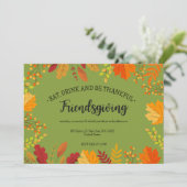 秋の紅葉感謝祭の緑の招待状 招待状 (スタンド正面)