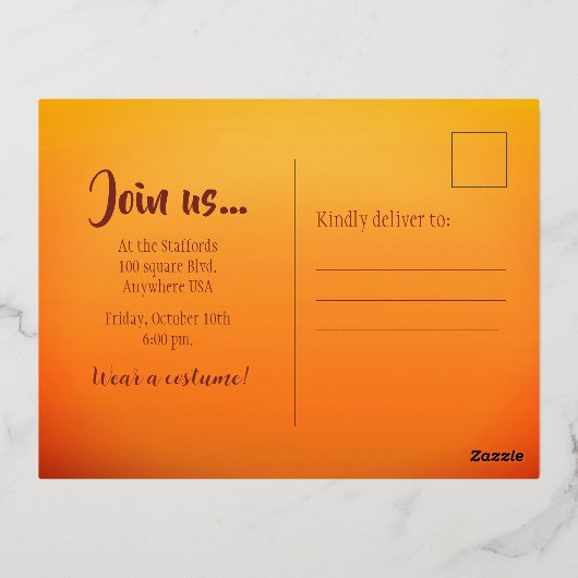 秋の紅葉感謝祭招待状ポストカード 箔シーズンポストカード (裏面)