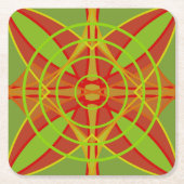 秋の紅葉抽象芸術幾何学的デザイン スクエアペーパーコースター (正面)