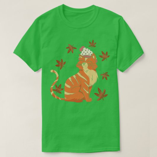 秋の紅葉猫好き季節 Tシャツ (デザイン正面)
