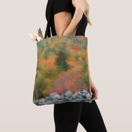 秋の紅葉石垣自然アート トートバッグ (クローズアップ)