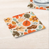 秋の紅葉紙コースター スクエアペーパーコースター (アングル)
