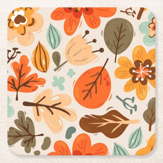 秋の紅葉紙コースター スクエアペーパーコースター (正面)