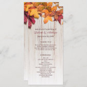 秋の紅葉素朴ウッド結婚式 プログラム (正面/裏面)
