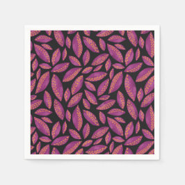 秋の紅葉紫と黒パターン スタンダードカクテルナプキン