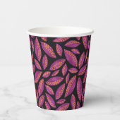 秋の紅葉紫と黒パターン 紙コップ (裏面)