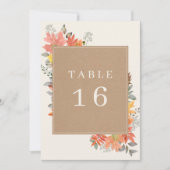 秋の紅葉結婚のテーブル番号 招待状 (正面)