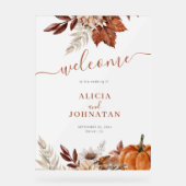秋の紅葉結婚の霜の降りた歓迎サイン アクリルサイン (正面)